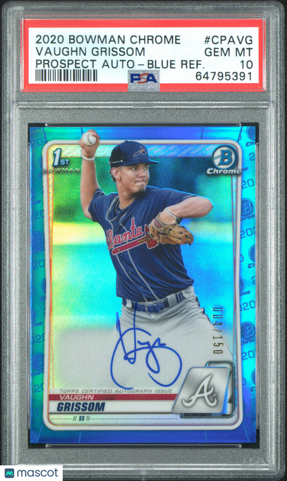2020 Bowman Chrome Prospect Auto Vaughn Grissom #Cpavg Blue Refractor /150 Psa10