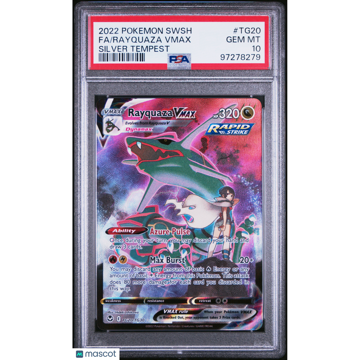 2022 Pokemon Sword & Shield Silver Tempest Rayquaza Vmax #Tg20 Silver Tempest Fa PSA 10