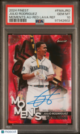 2024 Topps Finest Finest Moments Auto Julio Rodriguez Fmajro Red Lava Ref PSA 10