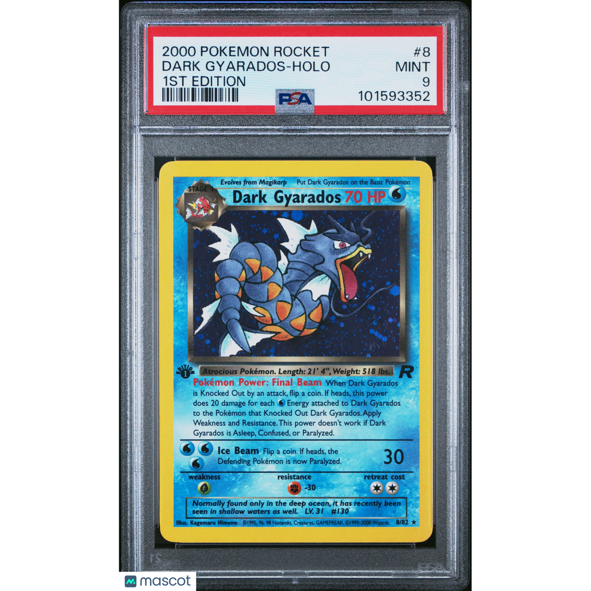 2000 Pokemon Rocket Dark Gyarados #8 1St Edition PSA 9