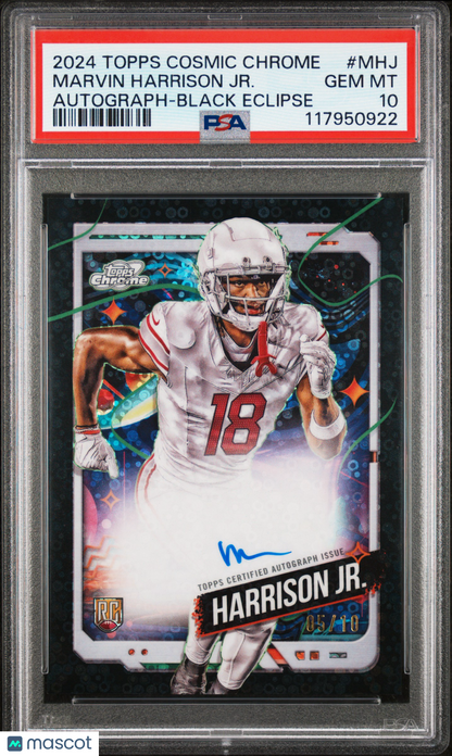 2024 Topps Cosmic Chrome Auto Marvin Harrison Jr. #Mhj Black /10 PSA 10