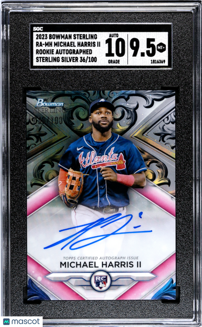 2023 Bowman Michael Harris Ii #Ra-Mh Rk. Auto Silver Refractor Sgc 9.5 Auto 10