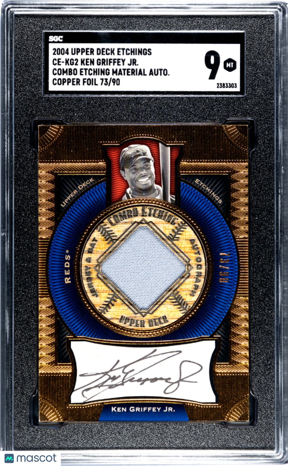 2004 Upper Deck Etchings Ken Griffey Jr. #Ce-Kg2 Combo Mat. Copper Foil Sgc 9