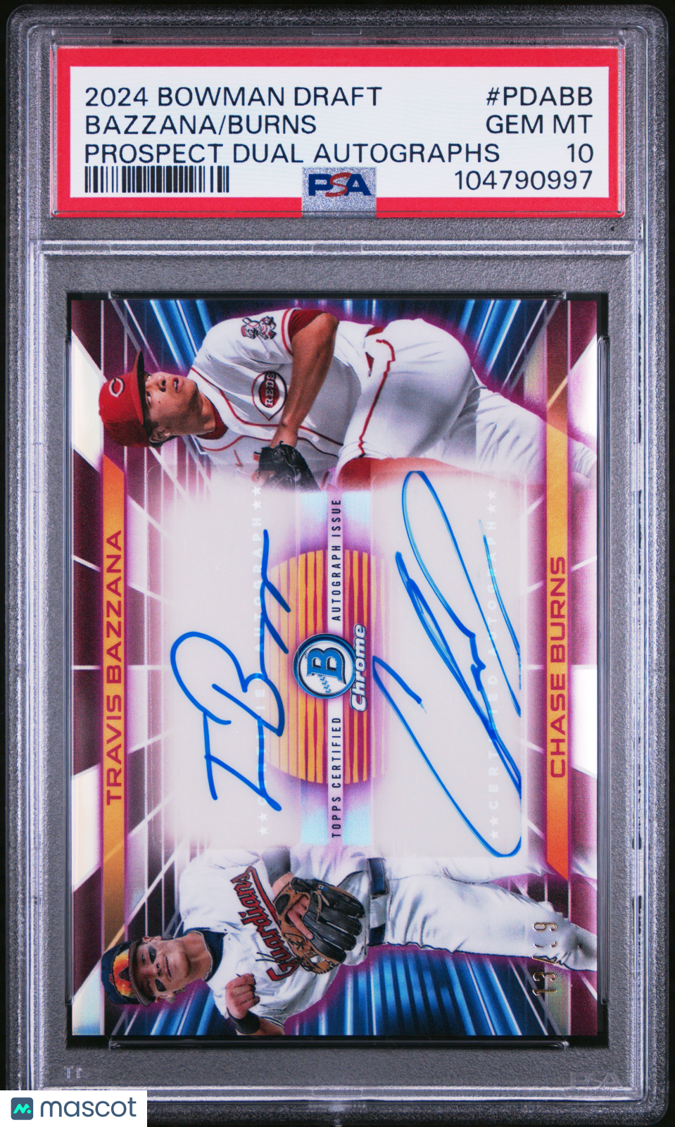 2024 Bowman Draft Prospect Dual Autographs Bazzana Burns #Pdabb PSA 10