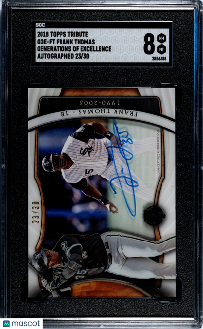 2018 Topps Tribute Frank Thomas #Goe-Ft Generations Of Excellence Autograph Sgc