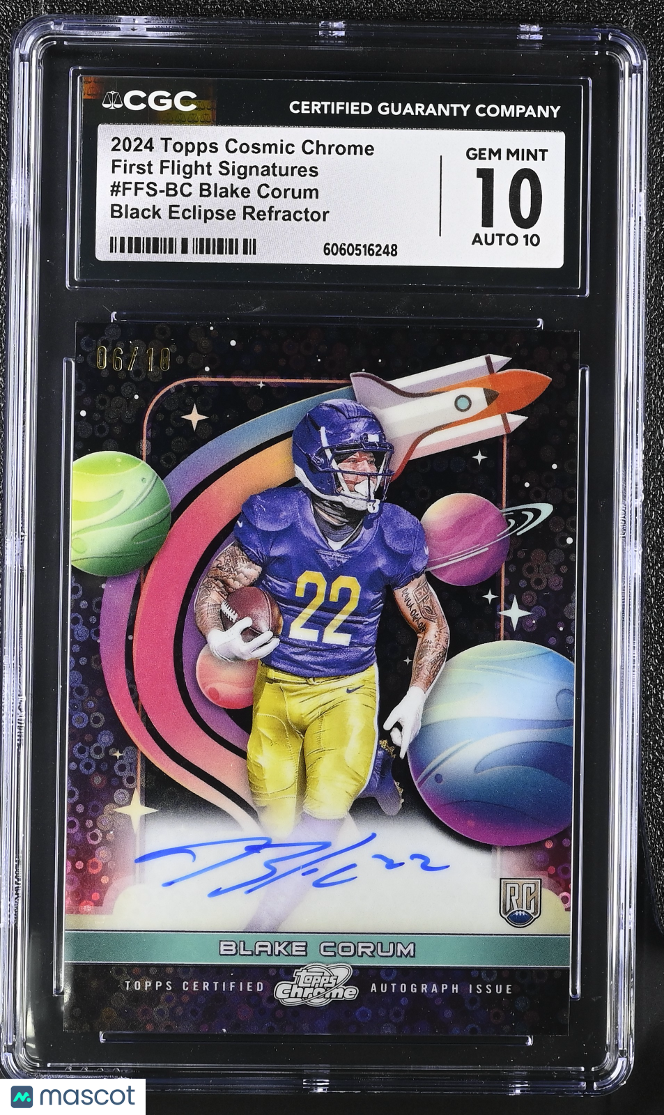 2024 Topps Cosmic Blake Corum #Ffs-Bc Black Eclipse /10 CGC 10 Auto 10