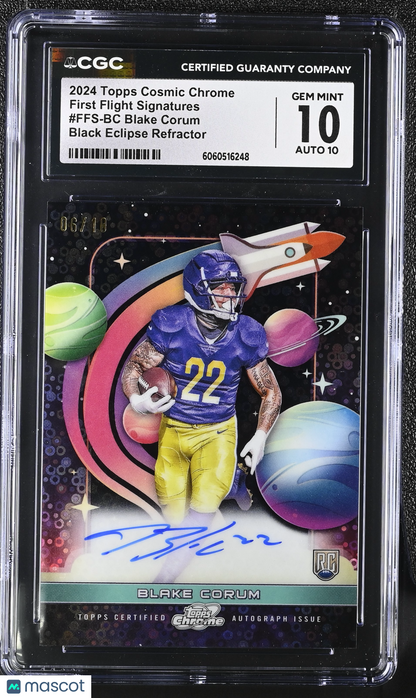 2024 Topps Cosmic Blake Corum #Ffs-Bc Black Eclipse /10 CGC 10 Auto 10