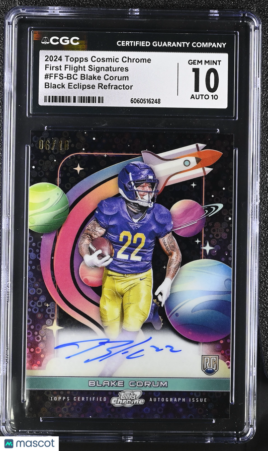 2024 Topps Cosmic Blake Corum #Ffs-Bc Black Eclipse /10 CGC 10 Auto 10