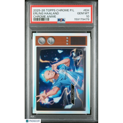 2025-2026 Topps Chrome Premier League Chrome Anime Erling Haaland #Eh PSA 10