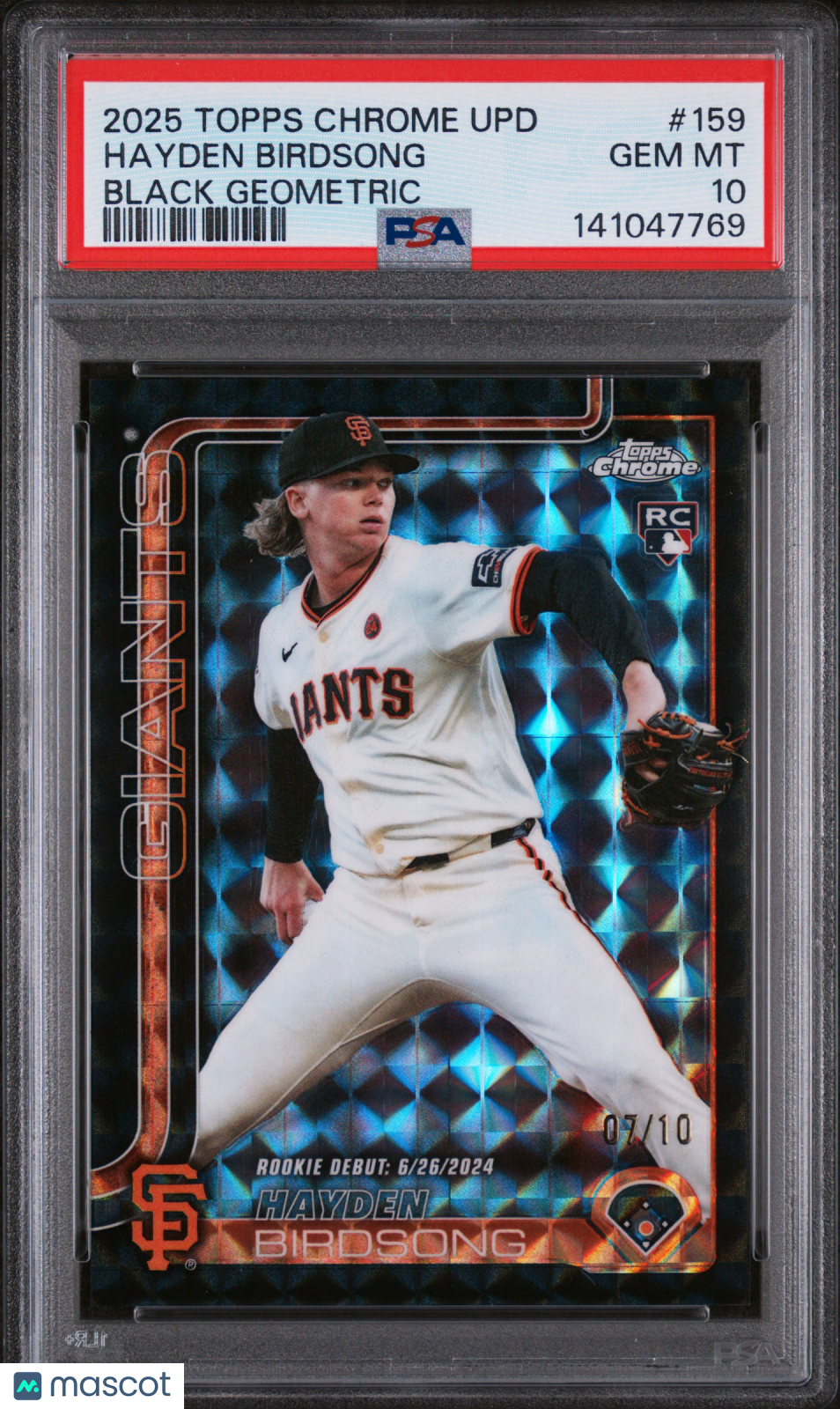 2025 Topps Chrome Update Hayden Birdsong #159 Black Geometric PSA 10