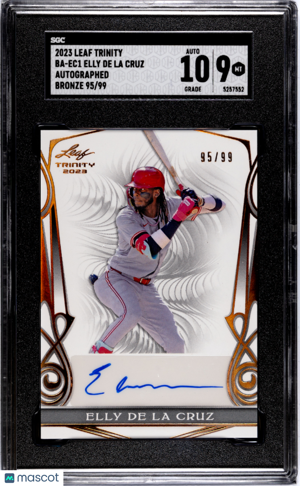 2023 Leaf Trinity Elly De La Cruz #Ba-Ec1 Autograph Bronze Sgc 9 Auto 10
