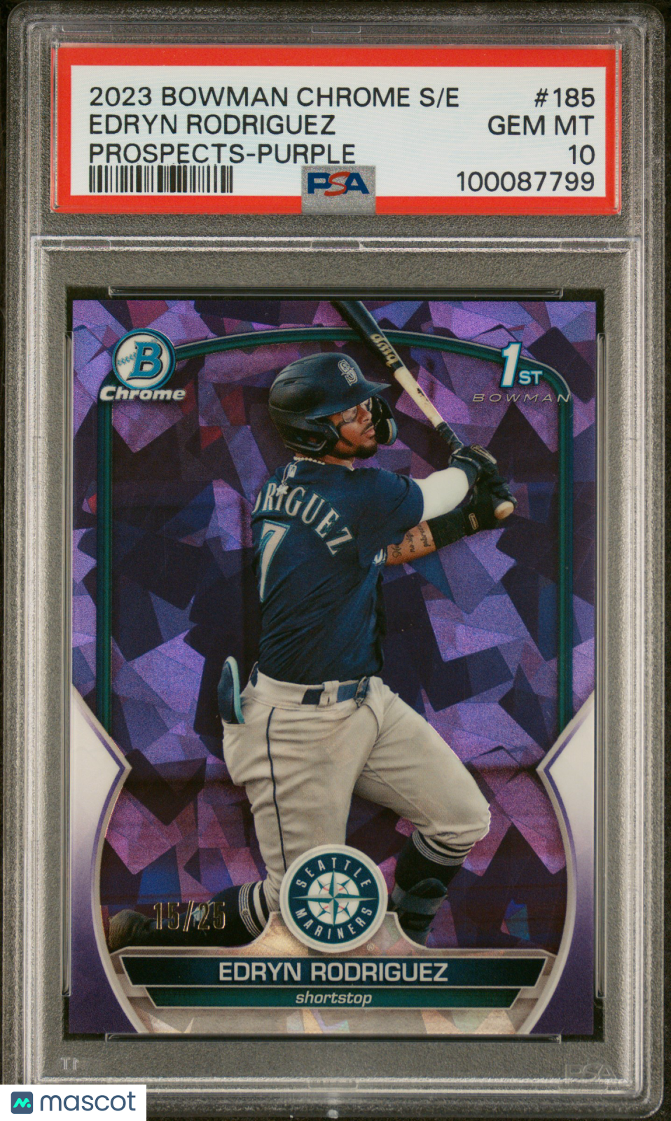 2023 Bowman Chrome Sapphire Edition Edryn Rodriguez #185 Purple /25 PSA 10