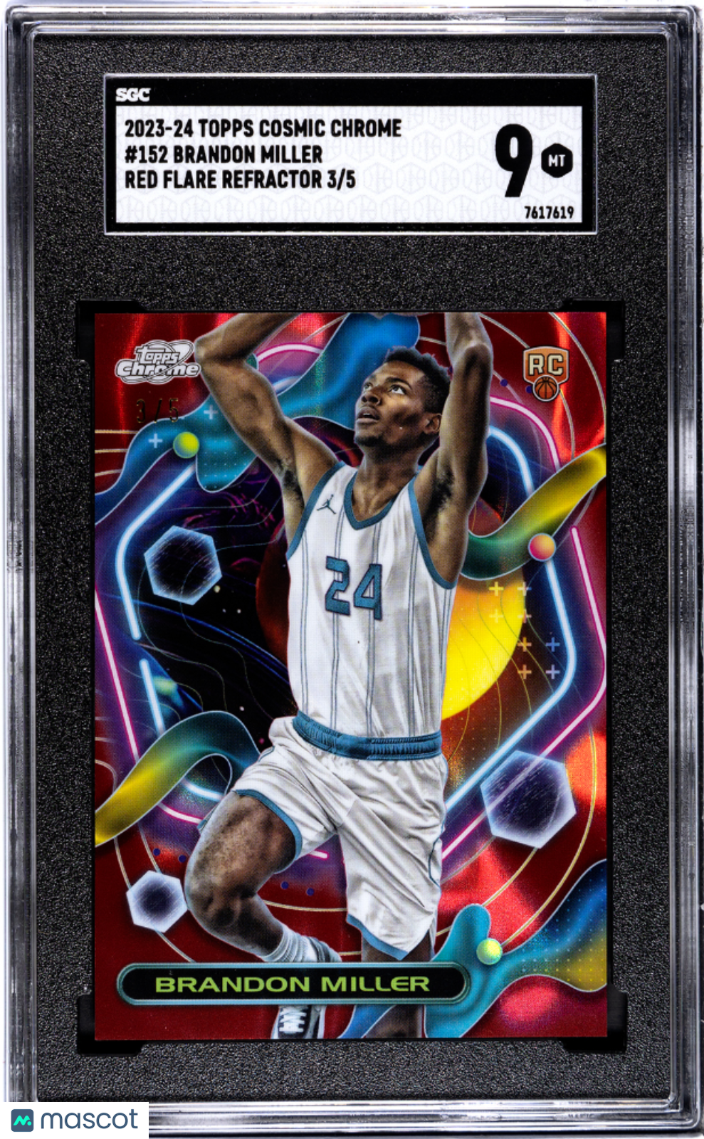 2023 Topps Cosmic Chrome Brandon Miller #152 Red Flare Refractor Sgc 9
