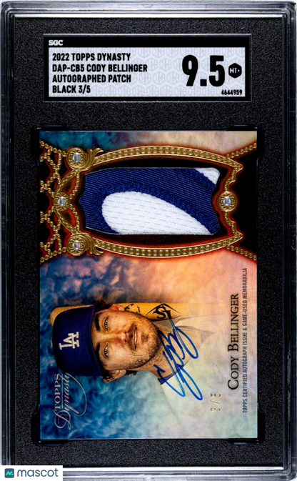 2022 Topps Dynasty Cody Bellinger #Dap-Cb5 Autograph Patch Black 5 Sgc 9.5