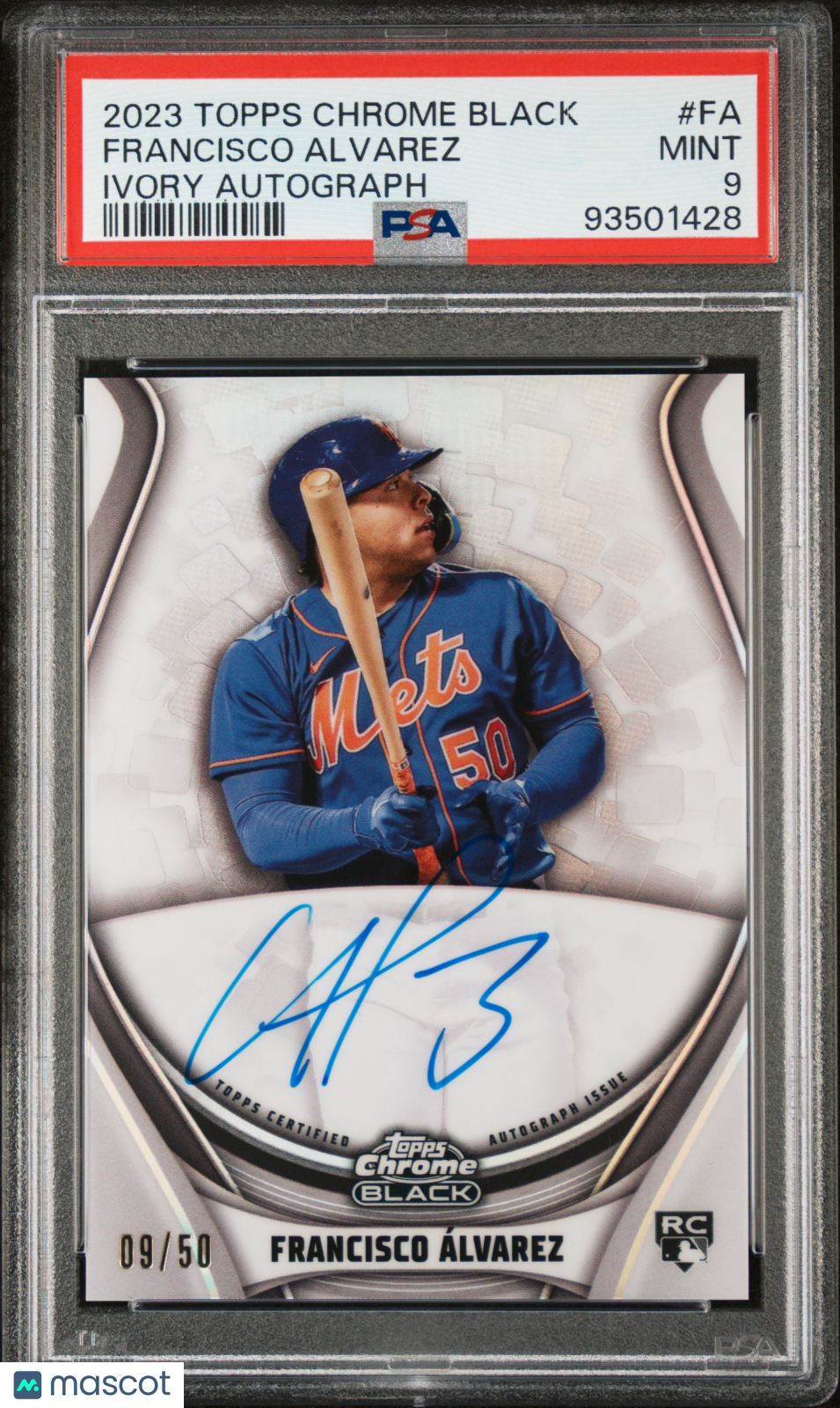 2023 Topps Chrome Black Ivory Autographs Francisco Alvarez #Fa 09/50 PSA 9