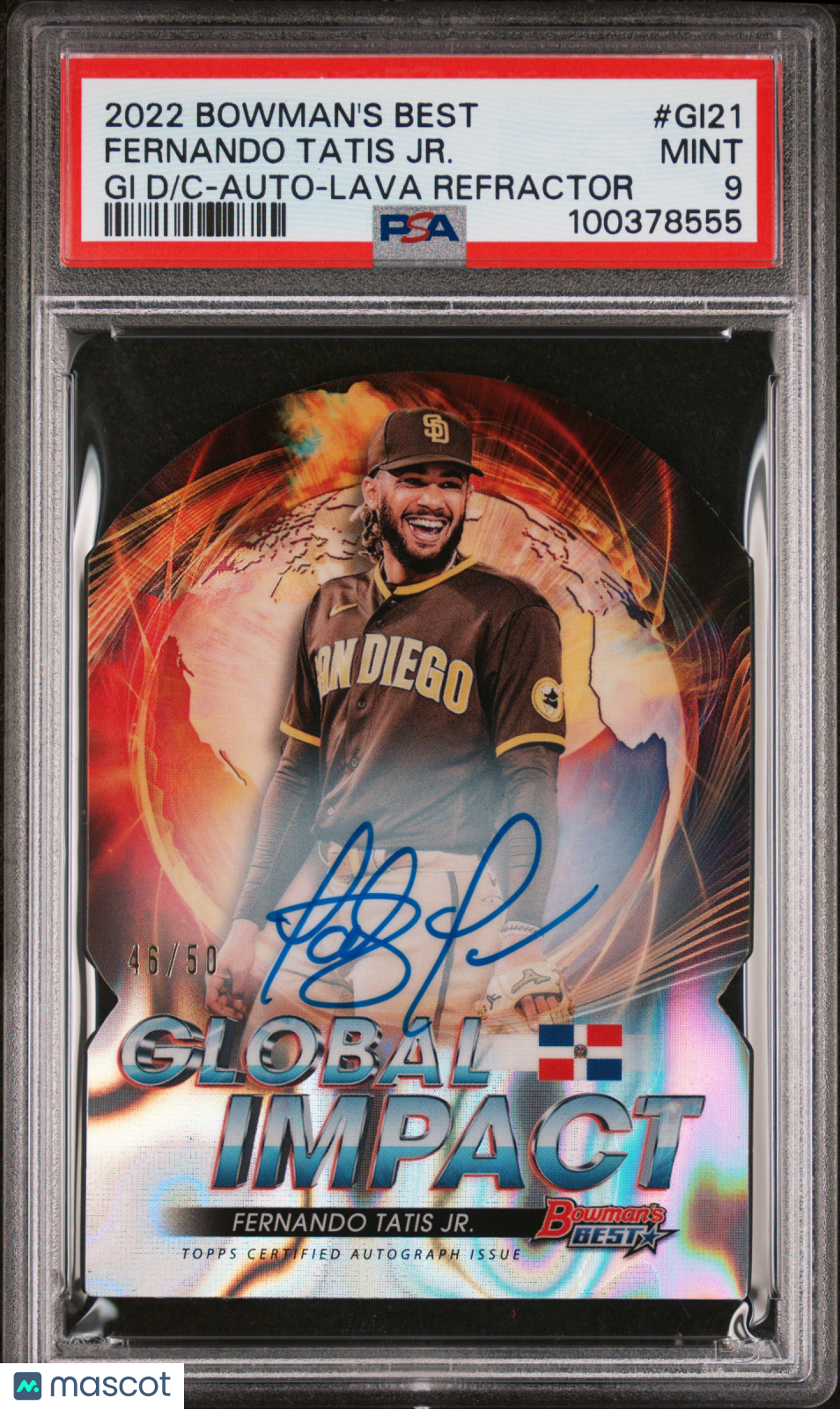 2022 Bowman's Global Die-Cut Fernando Tatis Jr. #Gi21 Gi Auto Lava /50 PSA 9