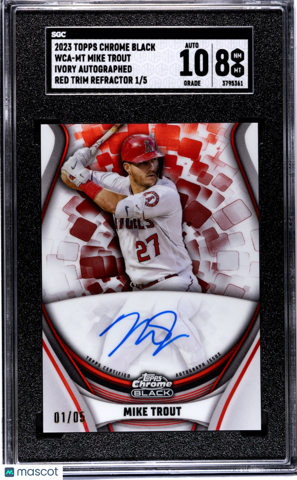2023 Topps Black Mike Trout #Wca-Mt Ivory Auto Red Trim Refractor Sgc Auto 10