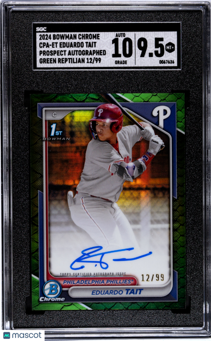 2024 Bowman Chrome Eduardo Tait #Cpa-Et Auto Green . Refractor Sgc 9.5 Auto 10