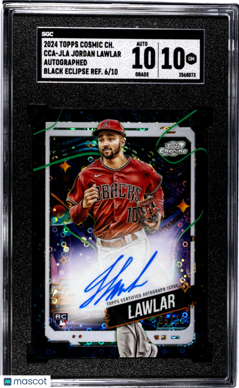 2024 Topps Cosmic Jordan Lawlar #Cca-Jla Auto Black Eclipse Sgc 10 Auto 10
