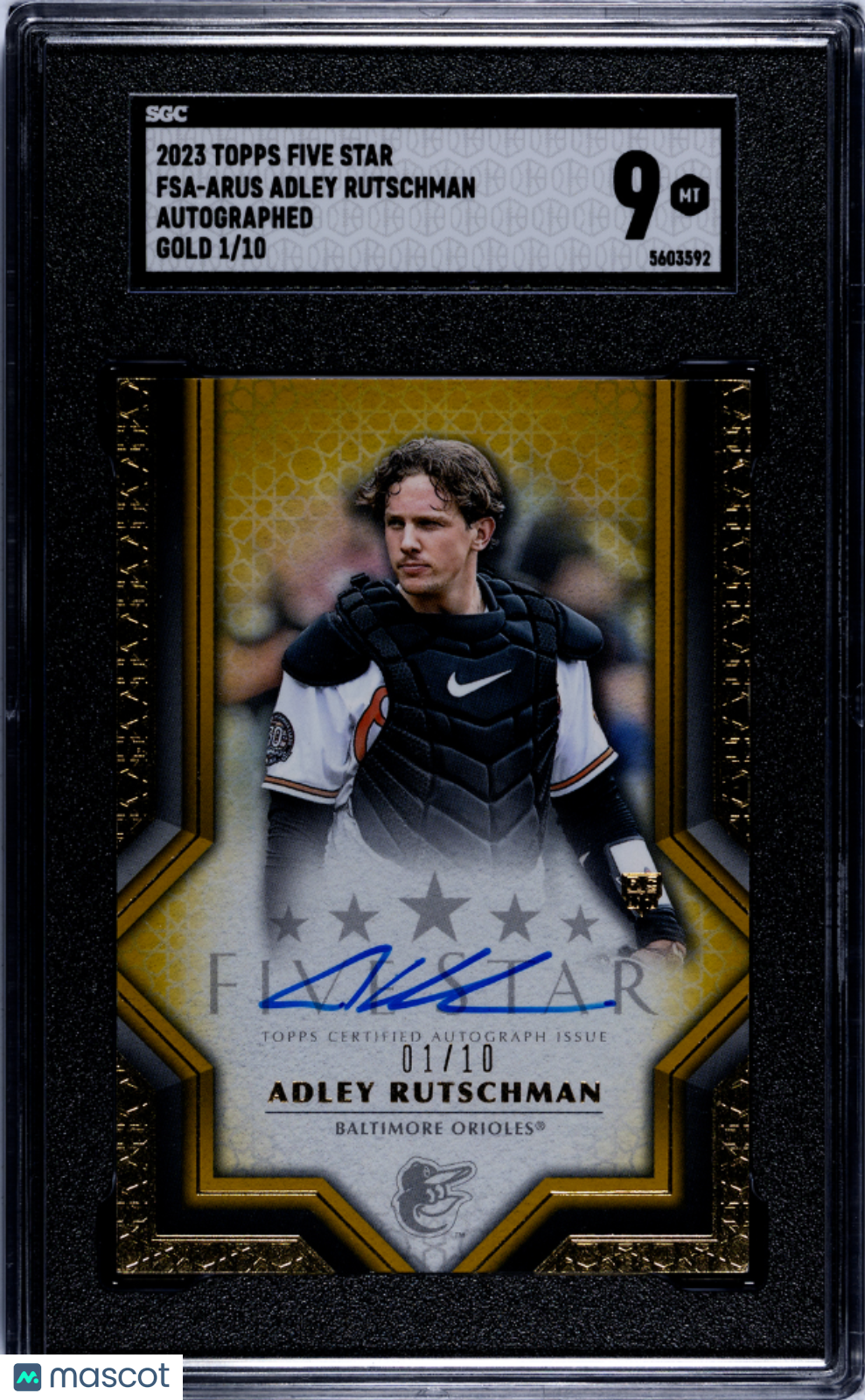 2023 Topps Five Star Adley Rutschman #Fsa-Arus Autograph Gold Sgc 9