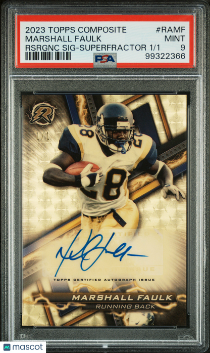 2023 Topps Resurgence Auto Marshall Faulk #Ramf Rsrgnc Superfractor 1/1 PSA 9