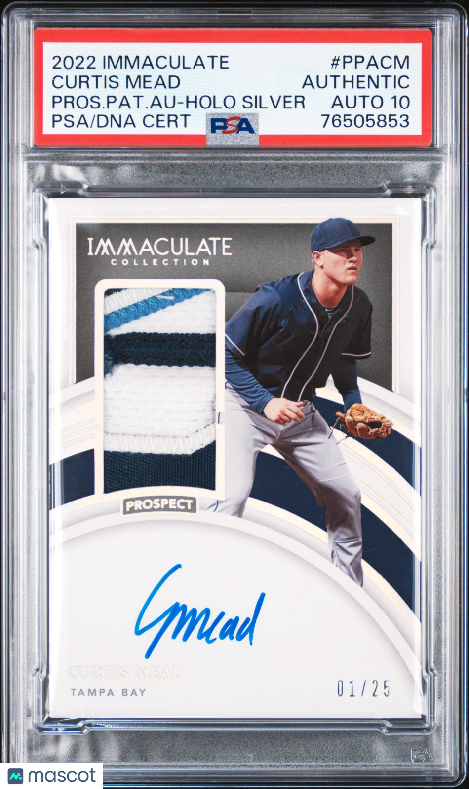 2022 Panini Immaculate Patch Auto Curtis Mead #Ppacm Pros. Au Silver /25 PSA 10