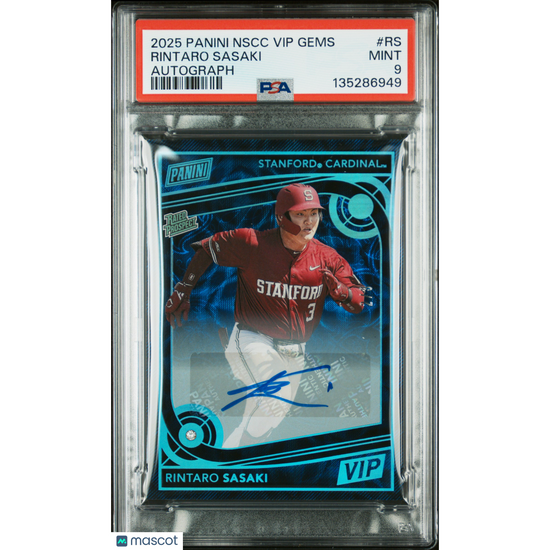 2025 Panini National Sports Collectors Convention Vip Gems Rintaro Sasaki #Rs Autograph PSA 9