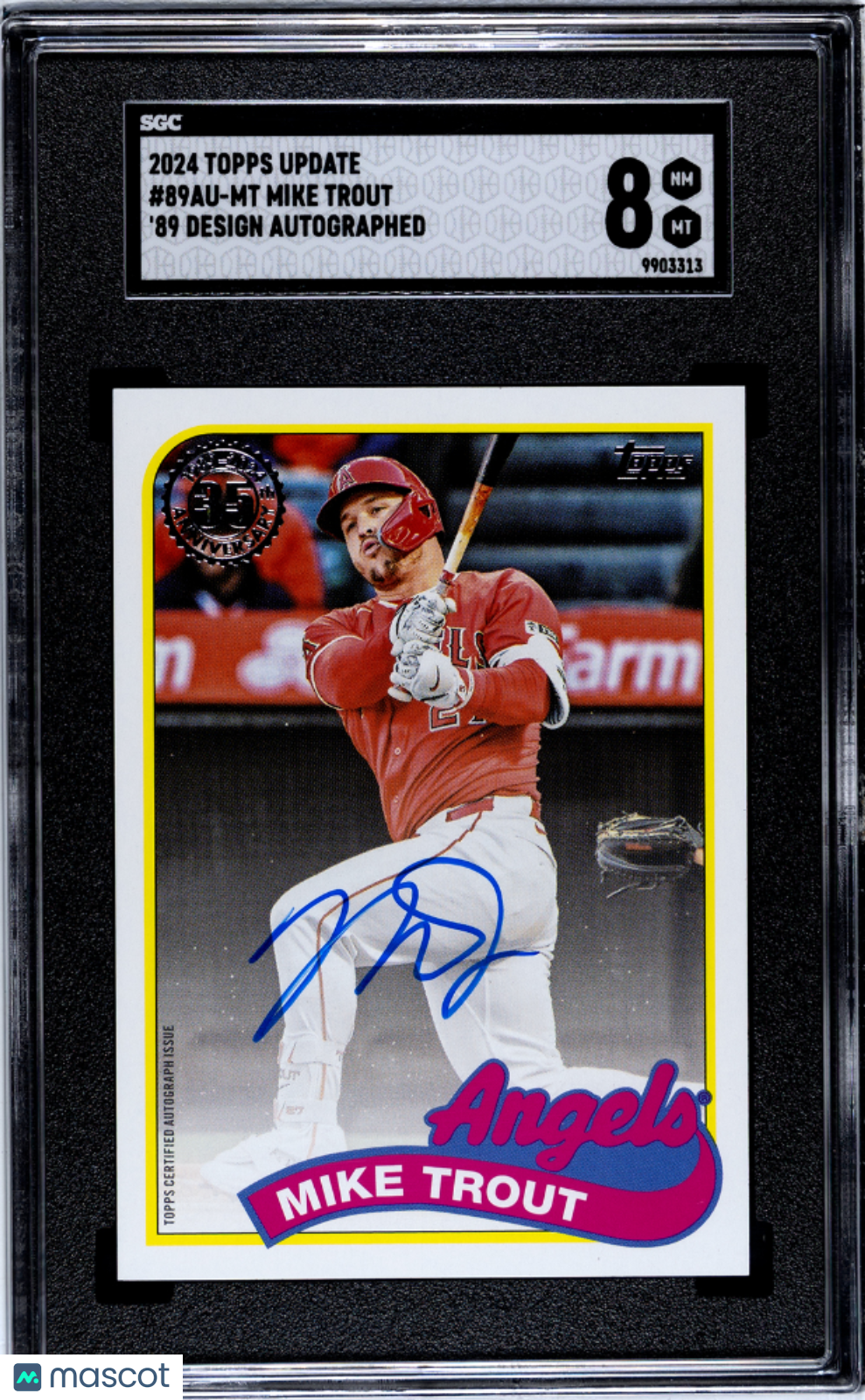 2024 Topps Update Mike Trout #89Au-Mt '89 Design Autograph Sgc 8