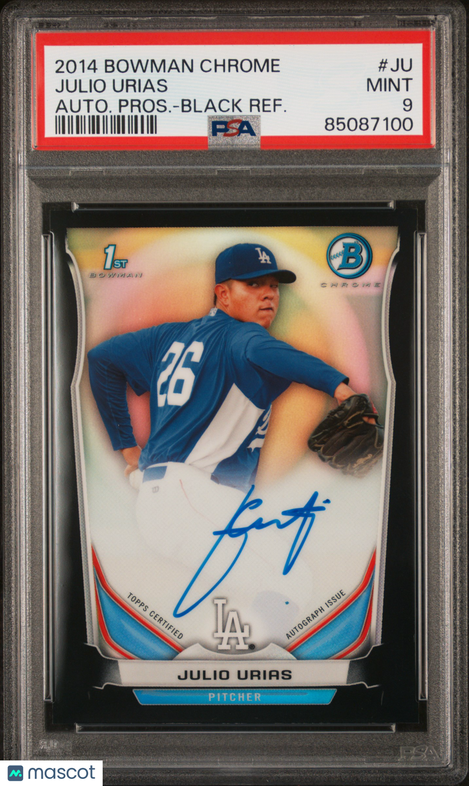 2014 Bowman Chrome Auto Prospects Julio Urias #Ju Auto Black Refractor PSA