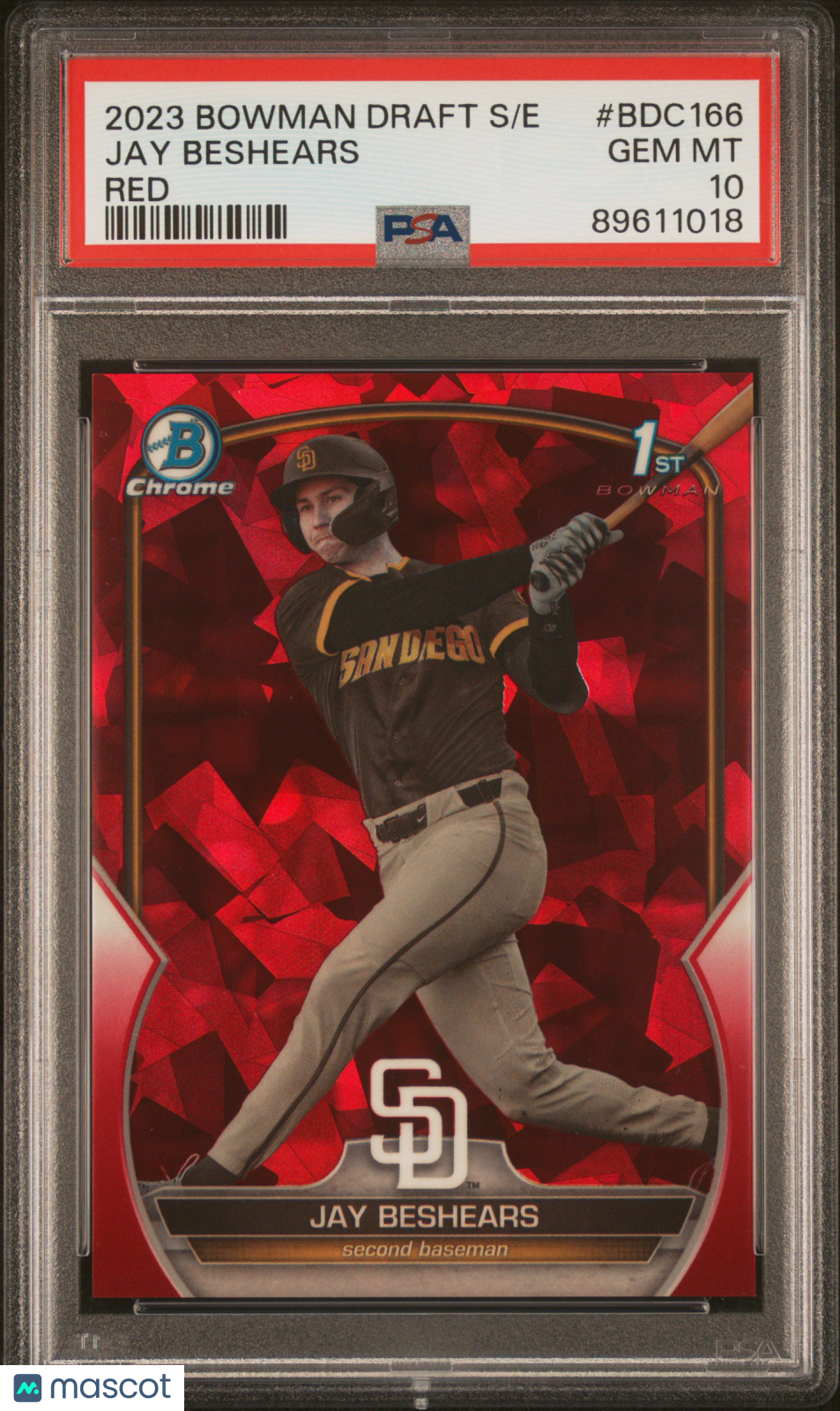 2023 Bowman Draft Sapphire Edition Jay Beshears #Bdc166 Red PSA 10