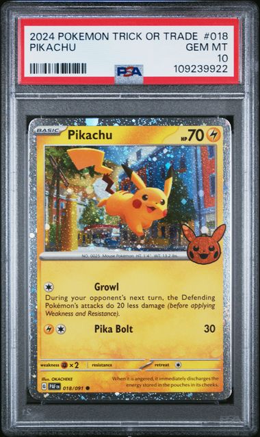Pikachu 2024 Pokemon Trick Or Trade #018/091 PSA 10