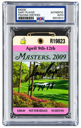 Gary Player Signed 2009 Masters Augusta National Badge 61 74 78 PSA/DNA