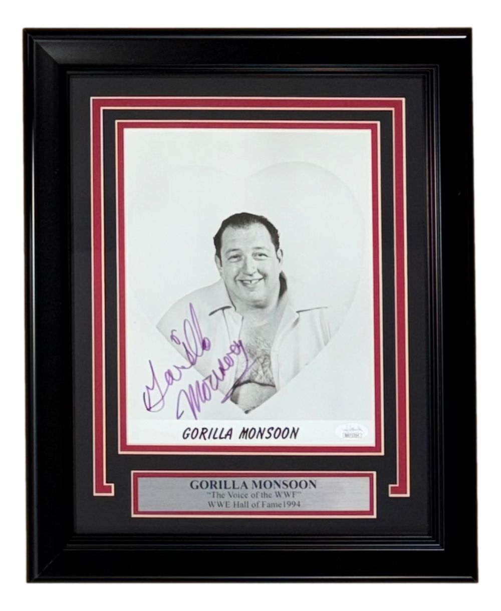 Gorilla Monsoon Signed Framed 8x10 WWE WWF Photo JSA LOA