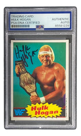 Hulk Hogan Signed 1985 Topps #16 WWF WWE Rookie Card PSA