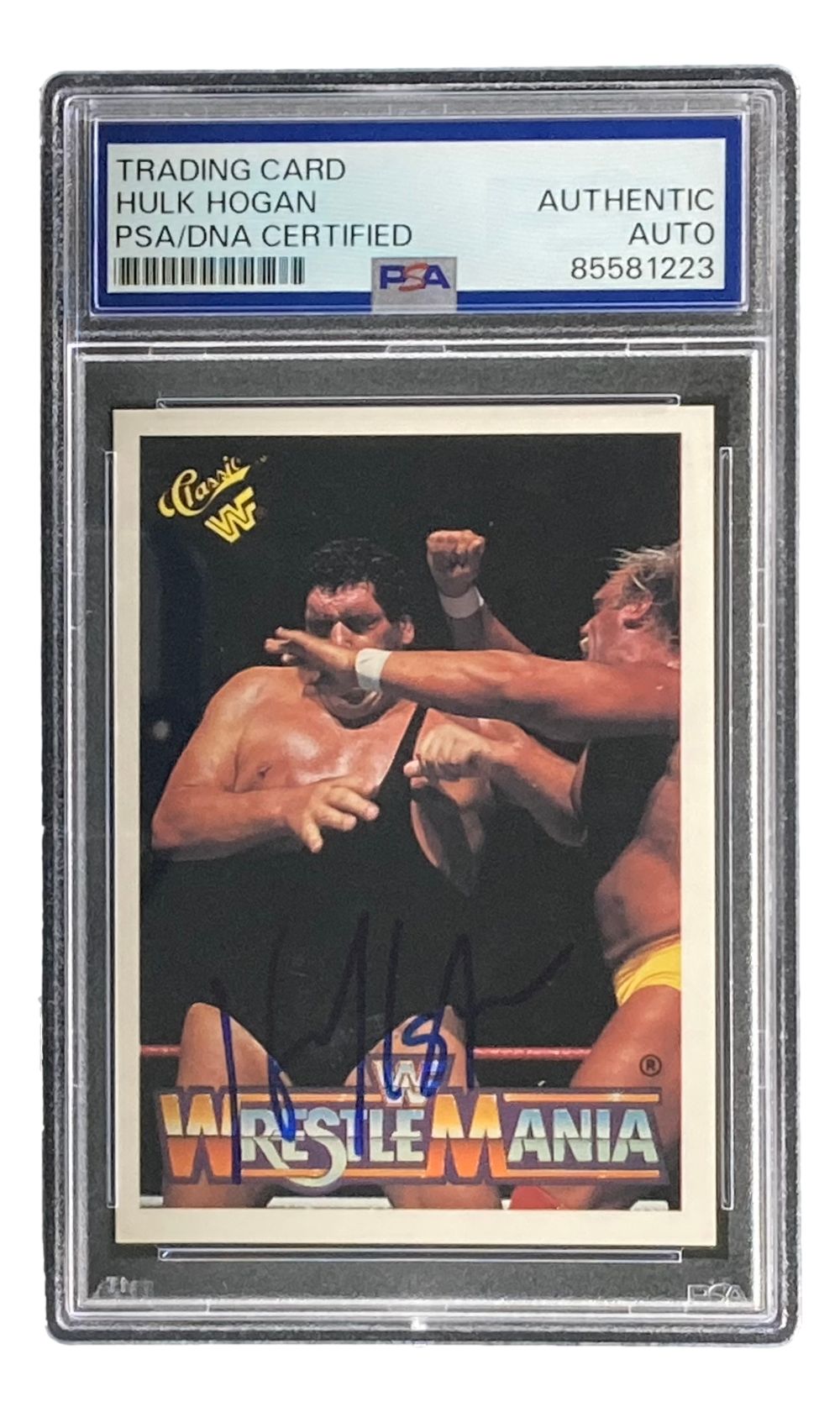 Hulk Hogan Signed 1990 Classic WWF Wrestlemania #28 Trading Card PSA