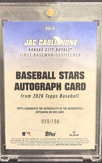 2026 Topps Series 1 Baseball Stars Auto - Jac Caglianone - Bsa-Jc Rc 55/150