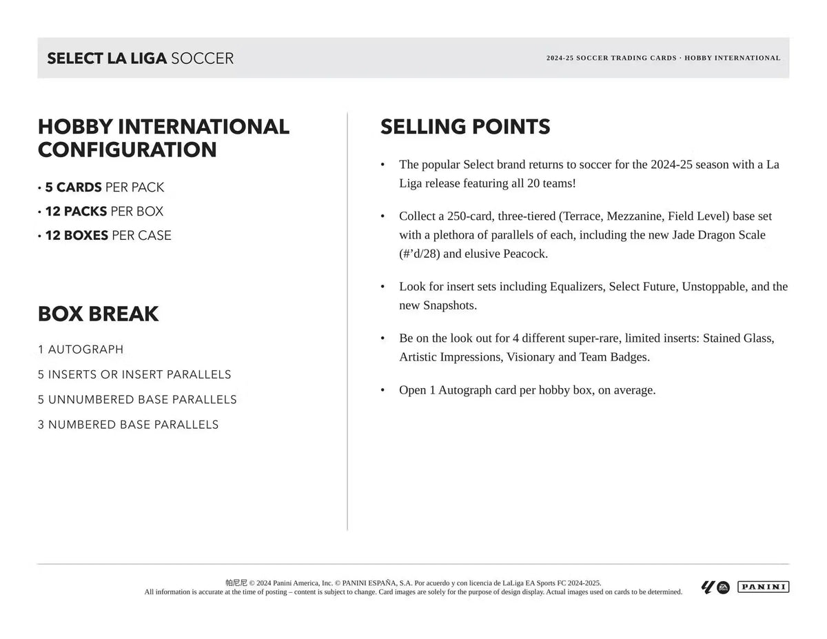 Panini - 2024/25 Select La Liga Football (Soccer) - International Hobby Box
