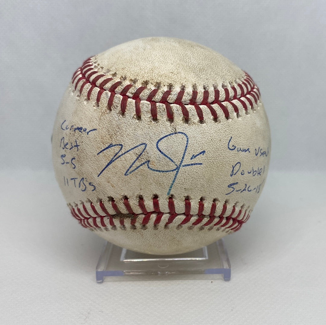 Mike Trout Autographed MLB Game Used Double From Career Best Game 5-5 5/26/2018