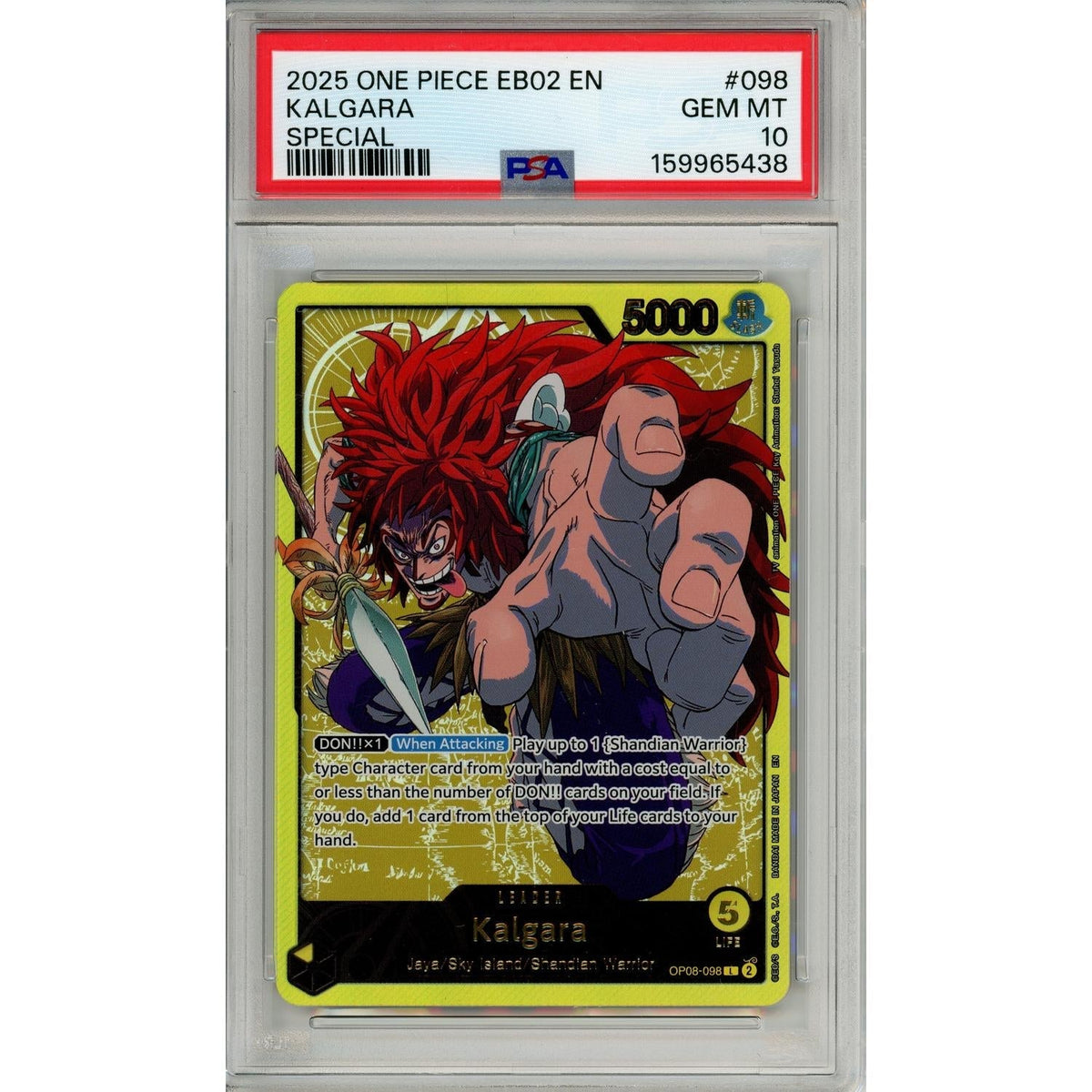 One Piece Graded: Kalgara Eb02 Special Leader (2025) PSA 10