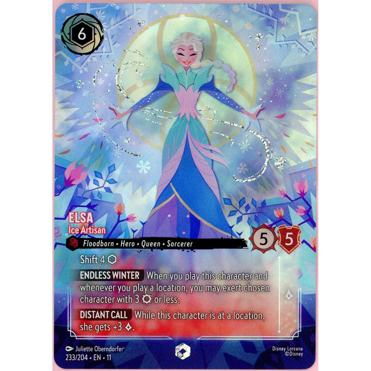 Lorcana Single: Elsa Ice Artisan 233/204 Winterspell Enchanted Holo Nm