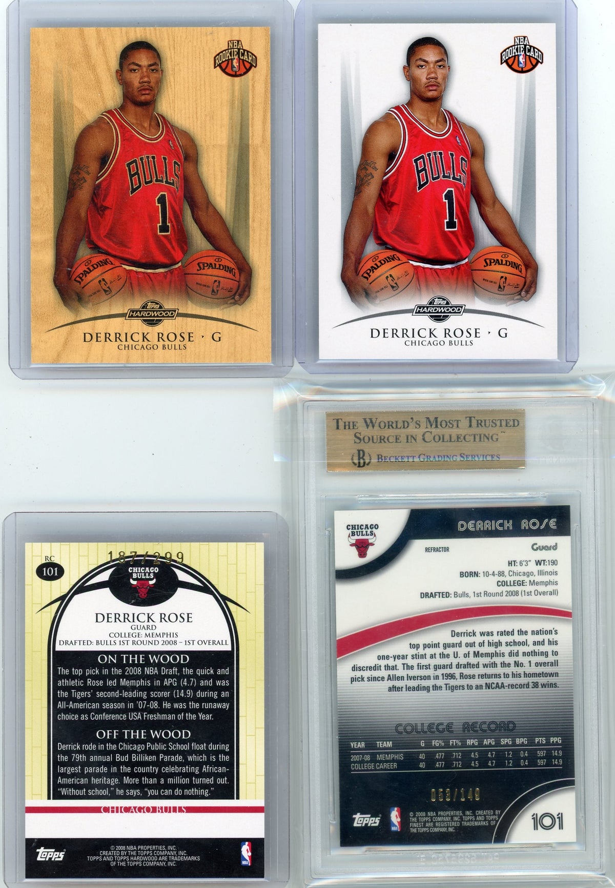 Derrick Rose 2007-08 Topps Finest Green Refractor Rookie Card #'D 053/149 BGS 9.5