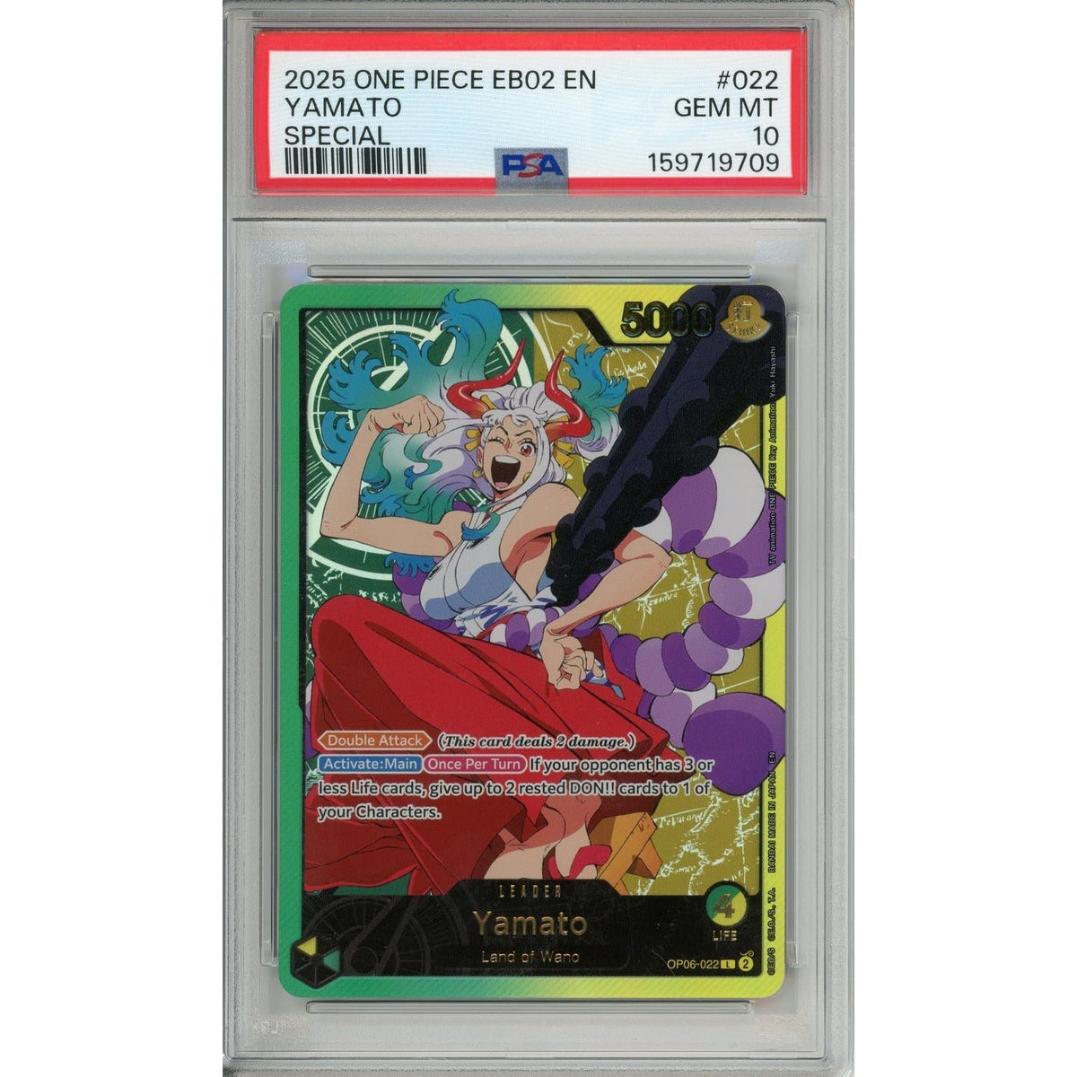 One Piece Graded: Yamato Eb02 Special Leader (2025) PSA 10