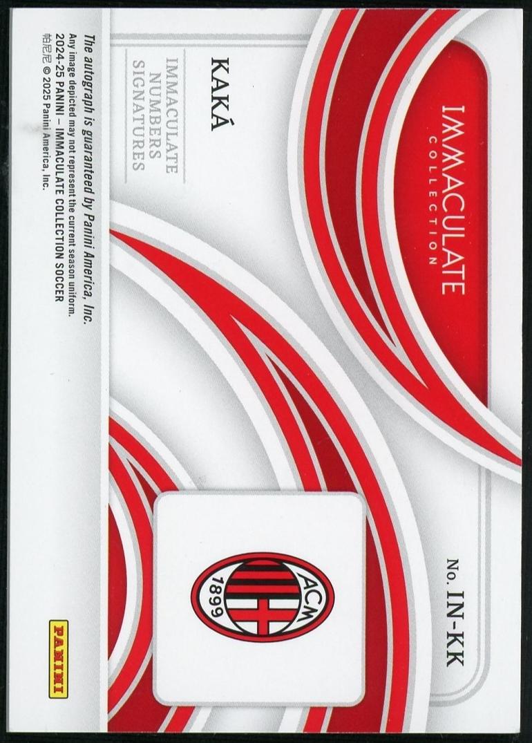 2024-25 Panini Immaculate Collection Numbers Signatures Kaka #In-Kk Auto