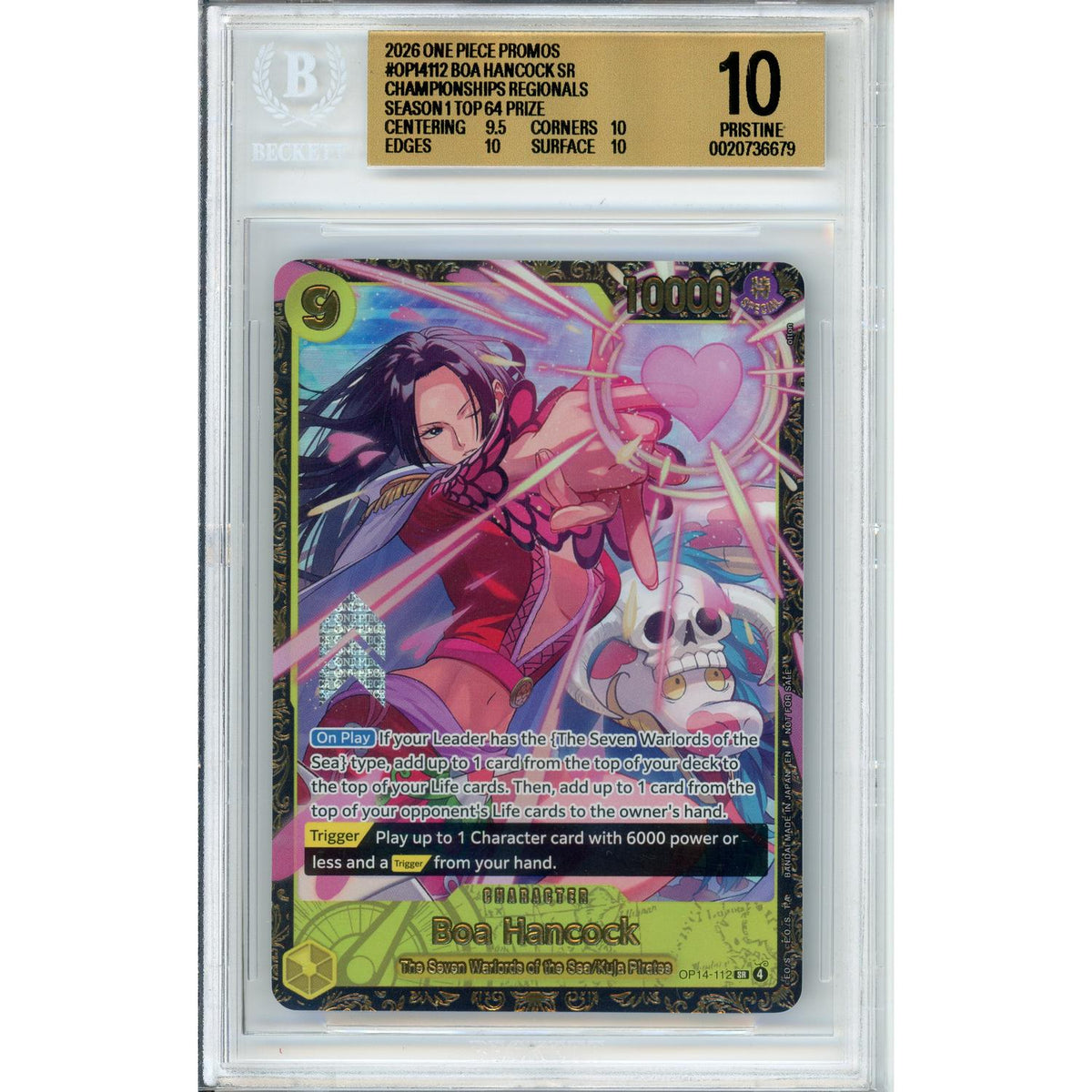 One Piece Graded: Boa Hancock Op14-112 Championship Top 64 (2026) Beckett 10