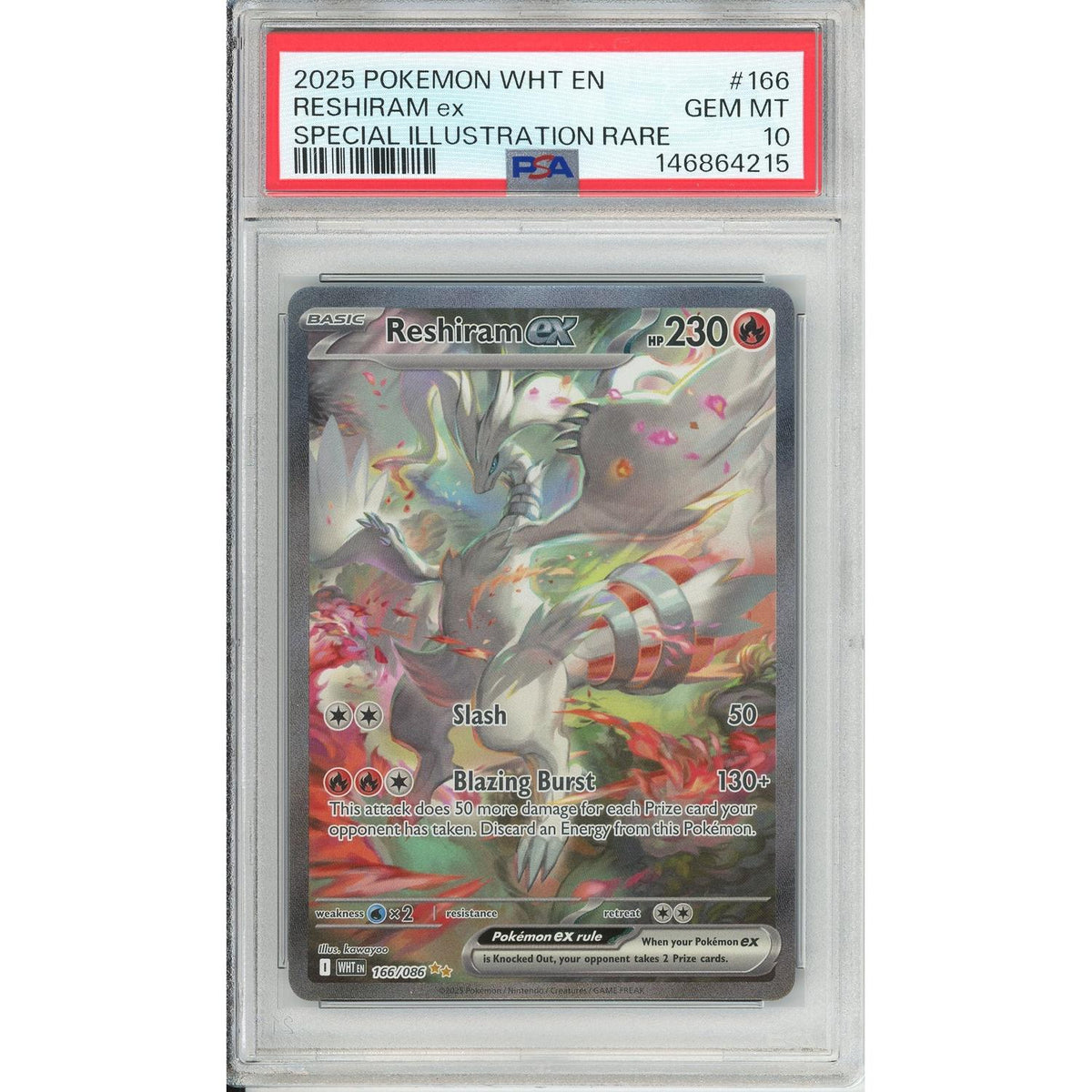 Pokemon Graded: Reshiram Ex 166/086 White Flare (2025) Sir PSA 10