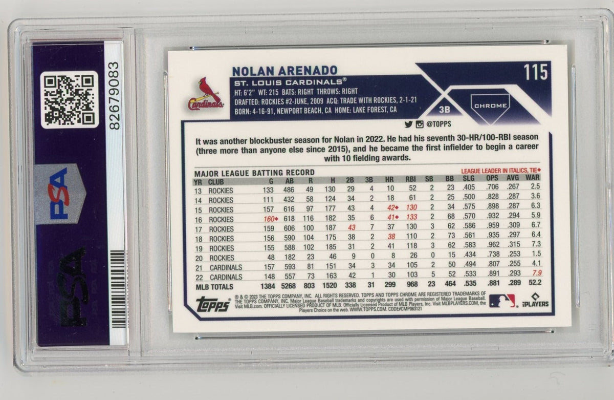 Nolan Arenado 2023 Topps Chrome Gold Wave Refractor #'D 49/50 PSA 10