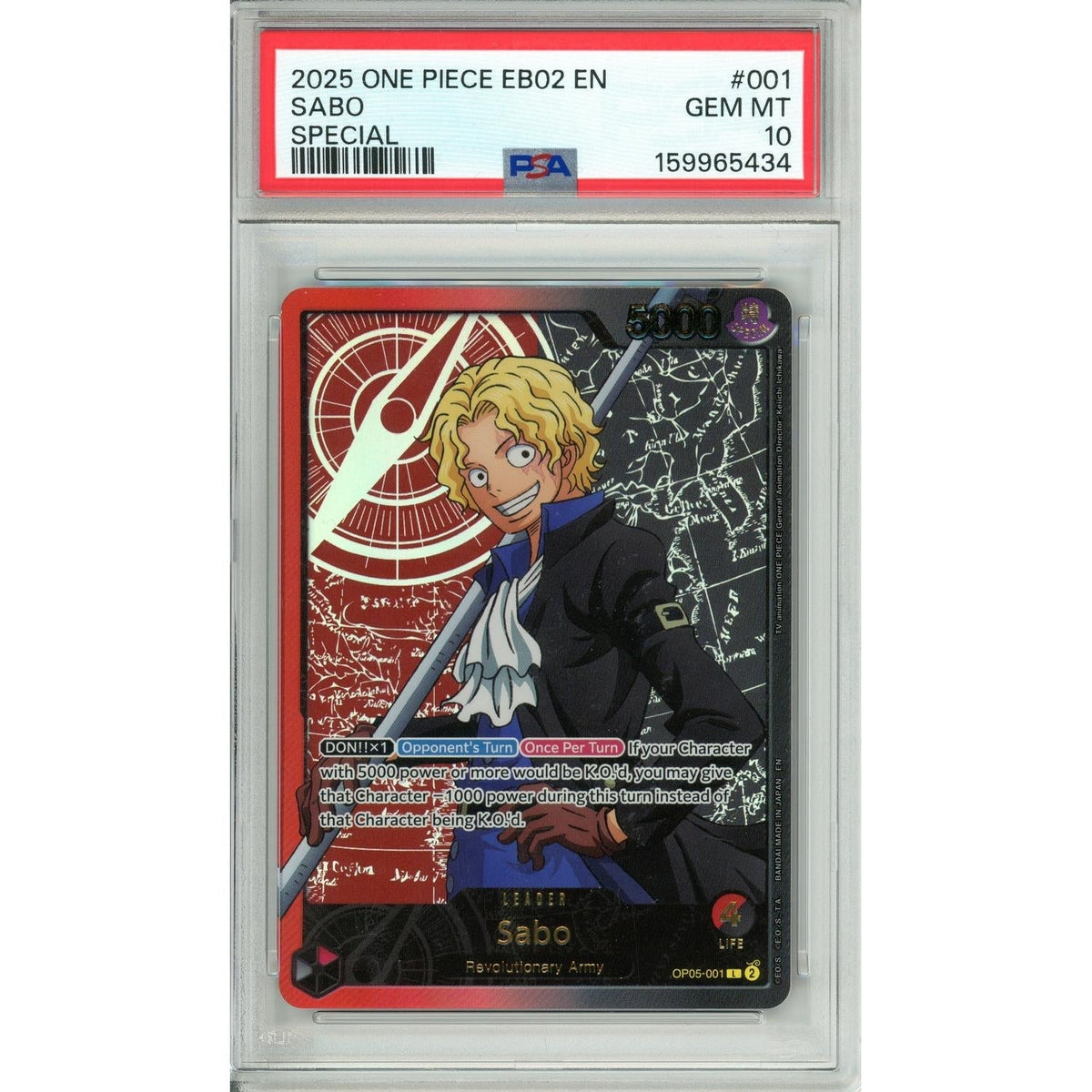 One Piece Graded: Sabo Op05-001 Special Leader (2025) PSA 10