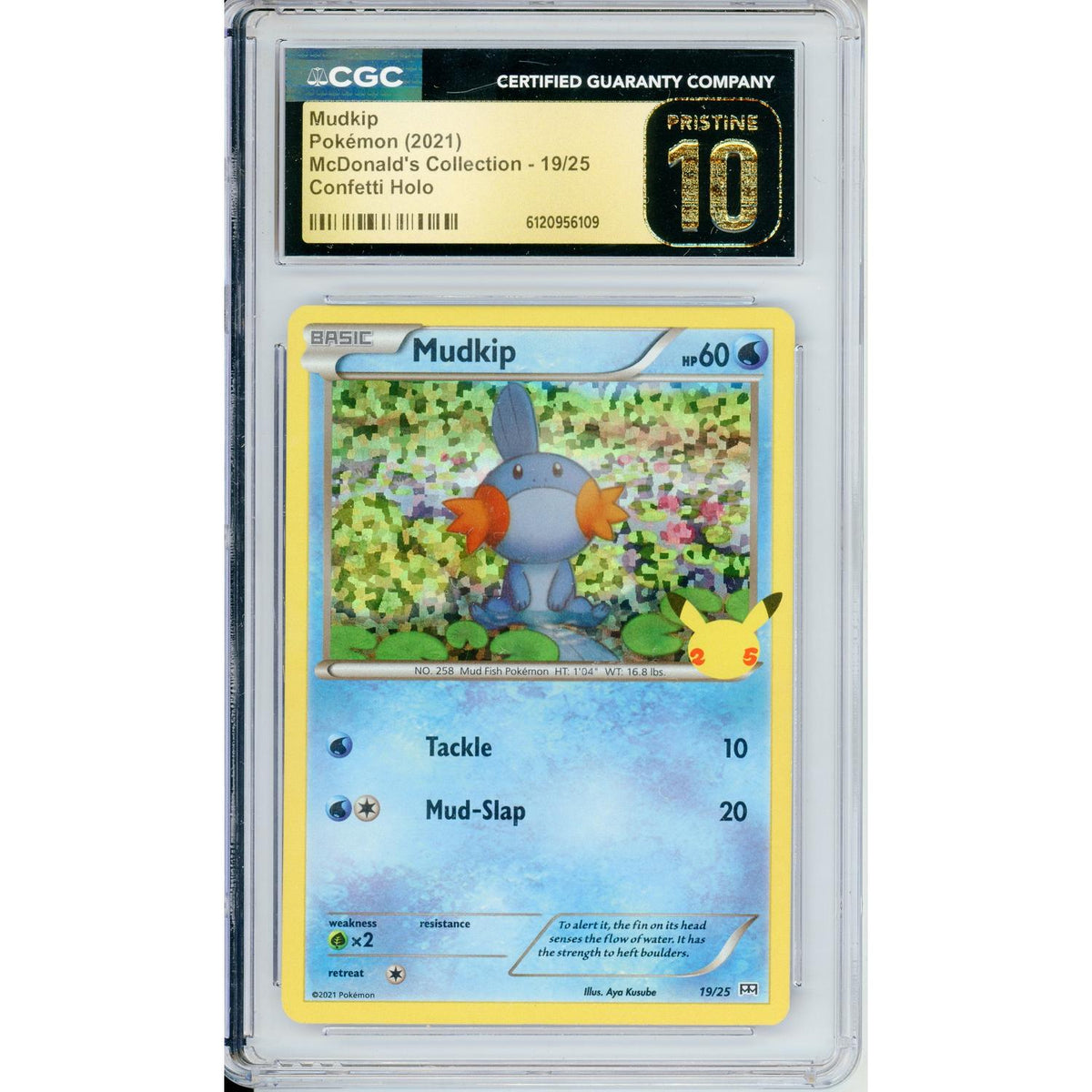 Pokemon Graded: Mudkip 19/25 Mcdonald's Collection (2021) Confetti Holo CGC Pristine 10