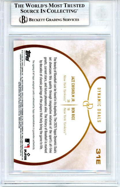 Jazz Chisholm Jr. Ben Rice 2025 Topps Dynamic Duals Autograph Black #'D 47/50 BGS 9