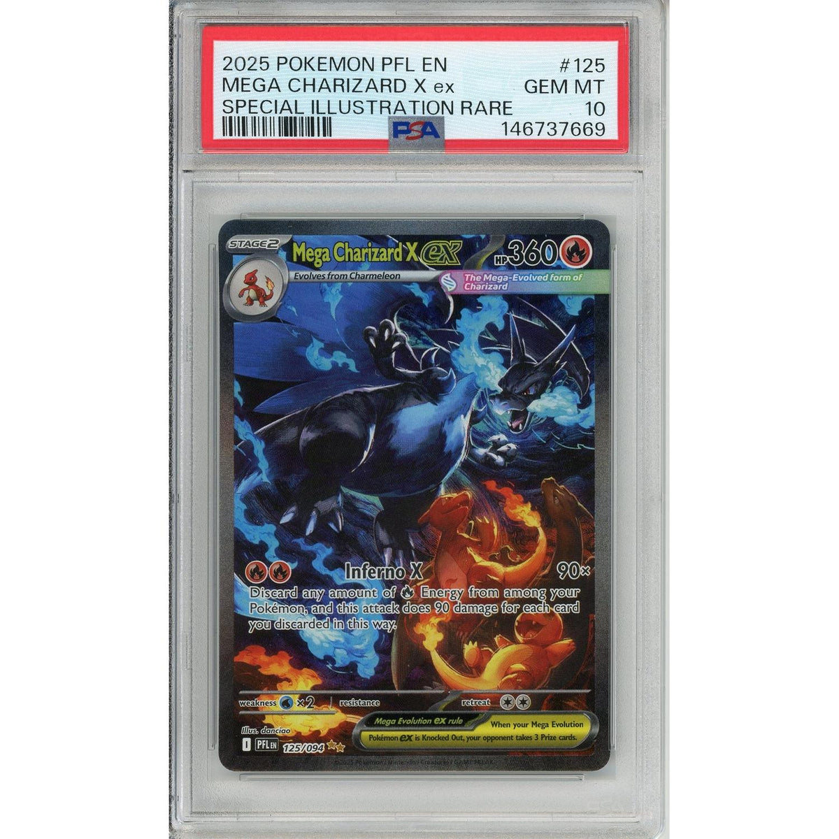 Pokemon Graded: Mega Charizard X Ex 125/94 Phantasmal Flames (2025) Sir PSA 10